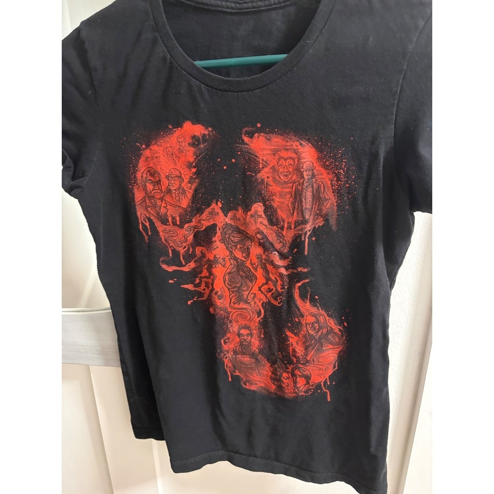 TeeFury Black Graphic T-Shirt Red Character Skull Splatter Print Mens Medium